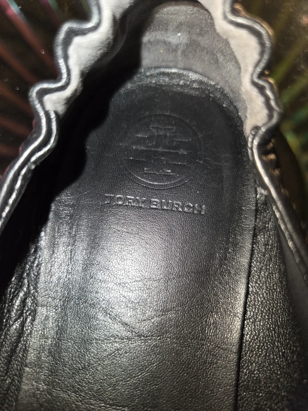 Tory Burch Black Leather Logo Medallion Ballet Flats Size 9